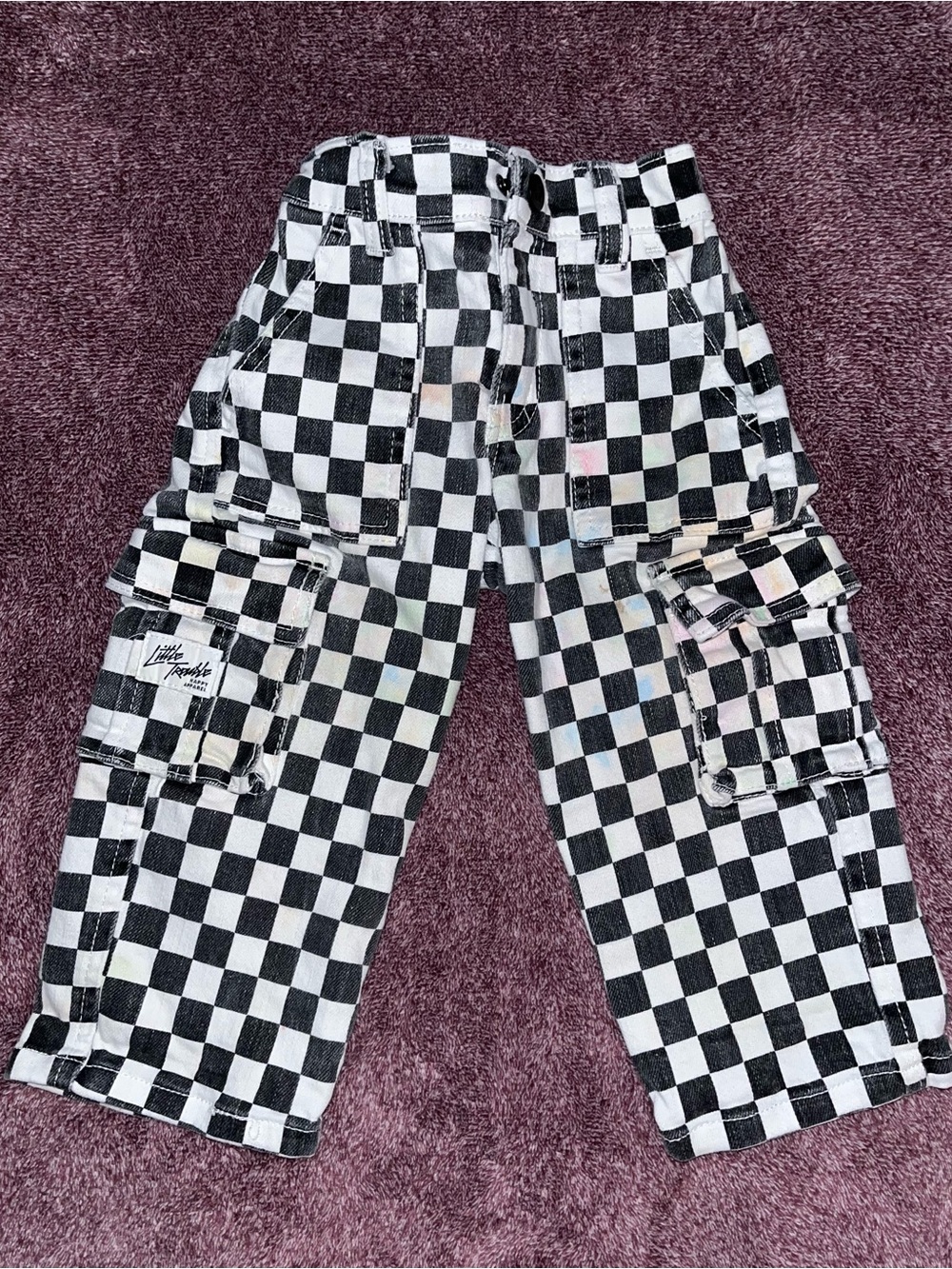 Little Trouble Checkered Cargo Pants